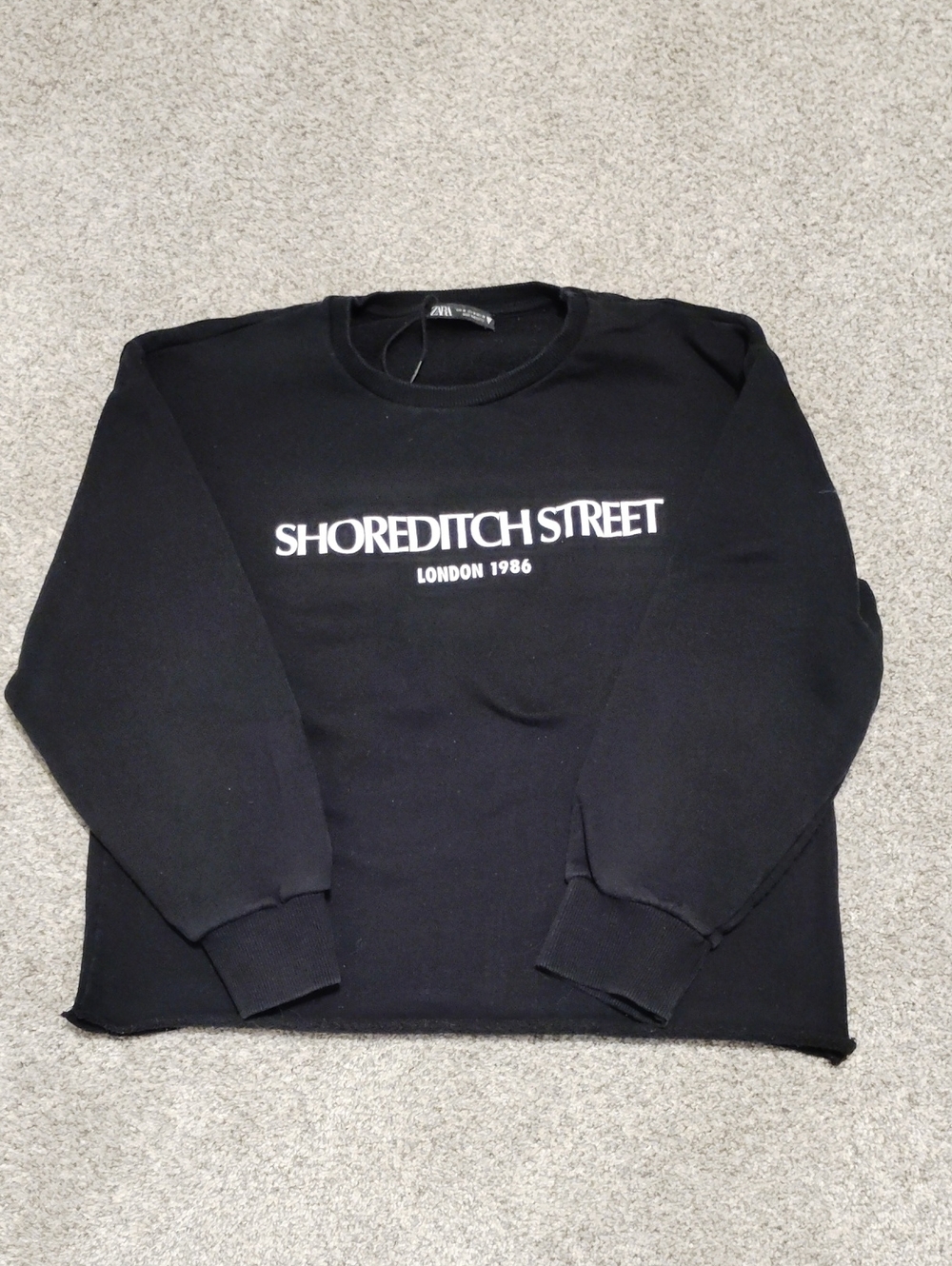 Zara Black Shoreditch Street Logo Crewneck Sweatshirt